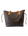 Louis Vuitton Brown Print Coated Canvas Monogram Leather Strap Tote Bag Brown Print / MM