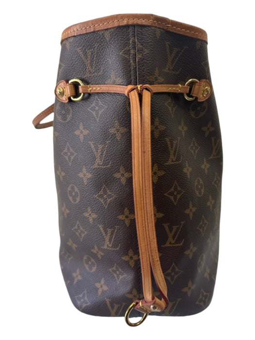 Louis Vuitton Brown Print Coated Canvas Monogram Leather Strap Tote Bag Brown Print / MM