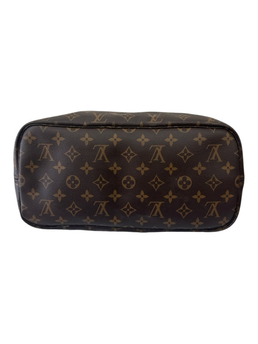 Louis Vuitton Brown Print Coated Canvas Monogram Leather Strap Tote Bag Brown Print / MM