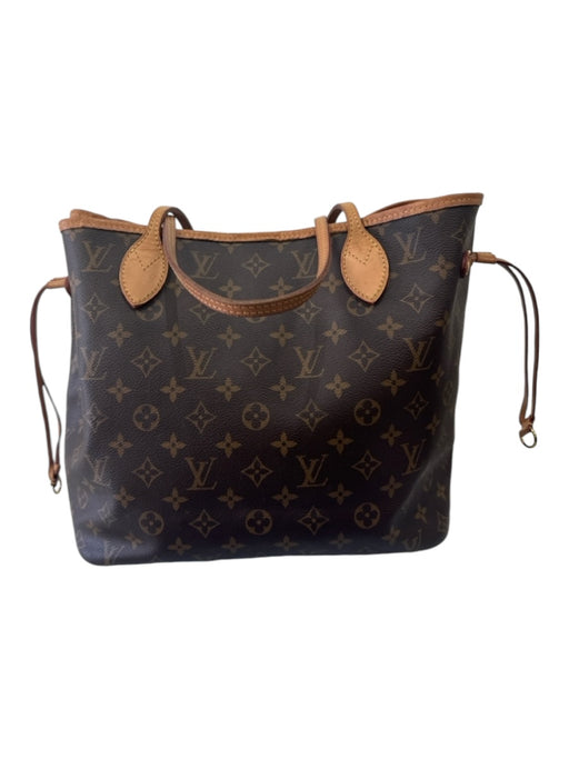 Louis Vuitton Brown Print Coated Canvas Monogram Leather Strap Tote Bag Brown Print / MM