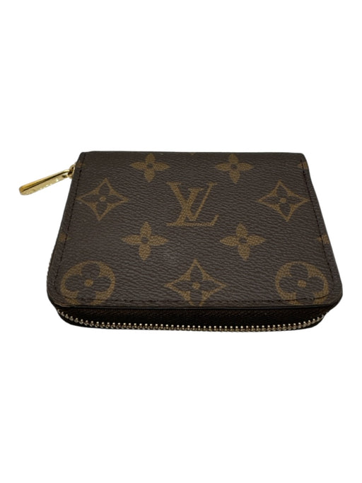 Louis Vuitton Brown Print Coated Canvas Monogram Zip Around Compact Wallets Brown Print