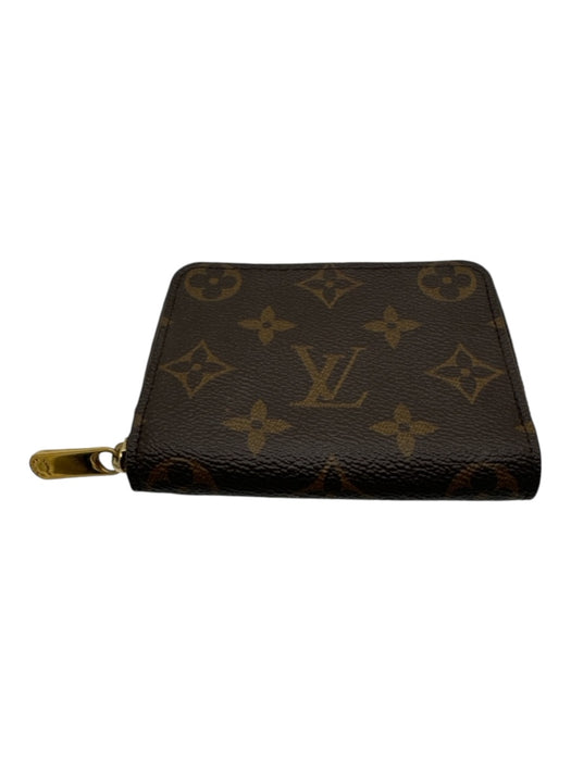 Louis Vuitton Brown Print Coated Canvas Monogram Zip Around Compact Wallets Brown Print