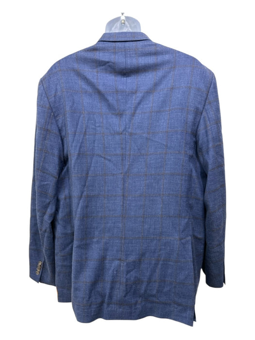 Miller Brothers Blue & Brown Wool Plaid 2 Button Men's Blazer Blue & Brown / 48L