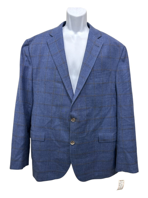 Miller Brothers Blue & Brown Wool Plaid 2 Button Men's Blazer Blue & Brown / 48L