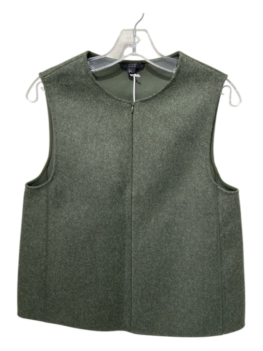 COS Size 6 Olive Green Wool Blend Half Zip Sleeveless Top Olive Green / 6