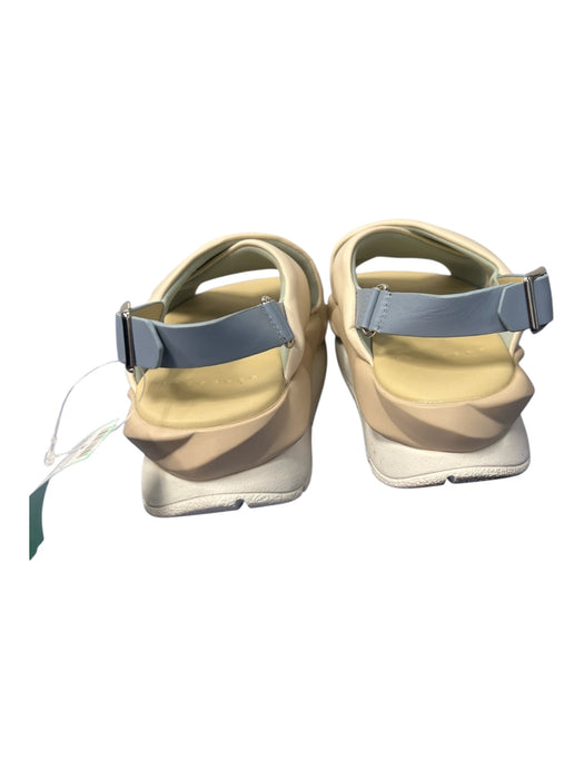 4CCCCEES Shoe Size 38 Tan & blue Leather Criss Cross Open Toe & Heel Shoes Tan & blue / 38