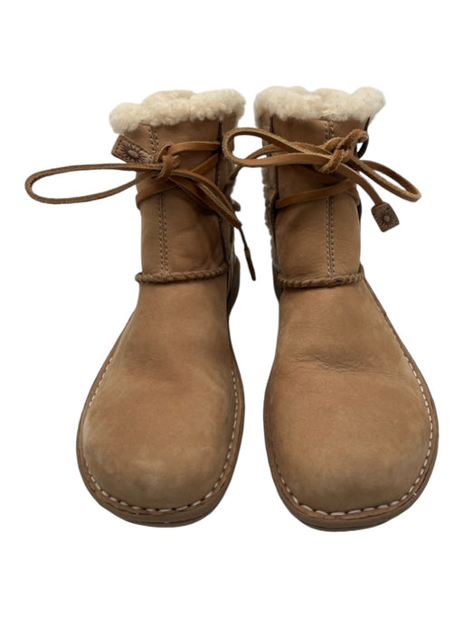 Ugg Shoe Size 7.5 Beige Sheep Leather Sherpa Lining Ankle High Wrap Booties Beige / 7.5