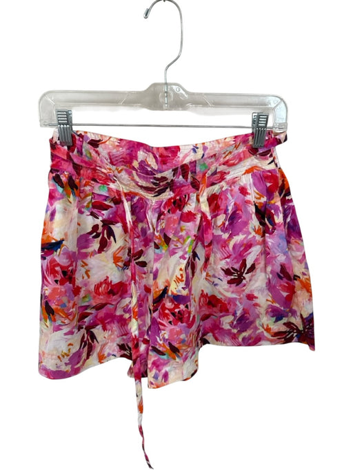 Ulla Johnson Size 4 Pink & Orange Cotton High Waist Flowers Side Zip Shorts Pink & Orange / 4
