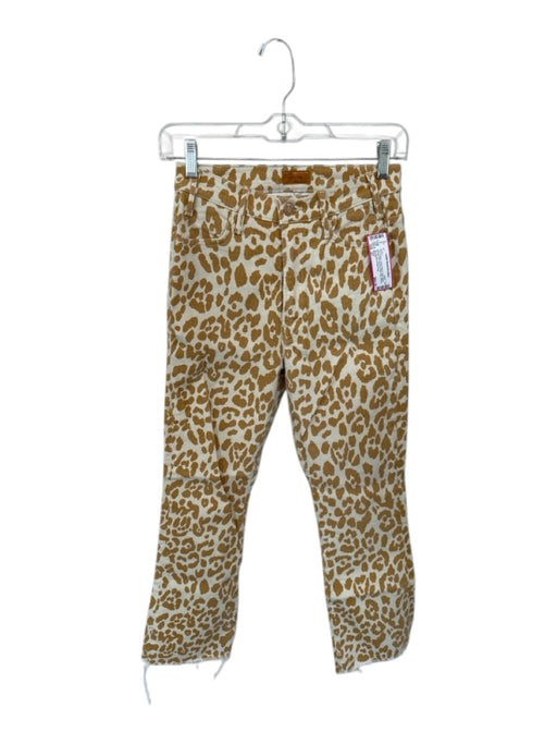 Mother Size 27 Tan & White Cotton Blend High Waist Animal Print Bootcut Jeans Tan & White / 27