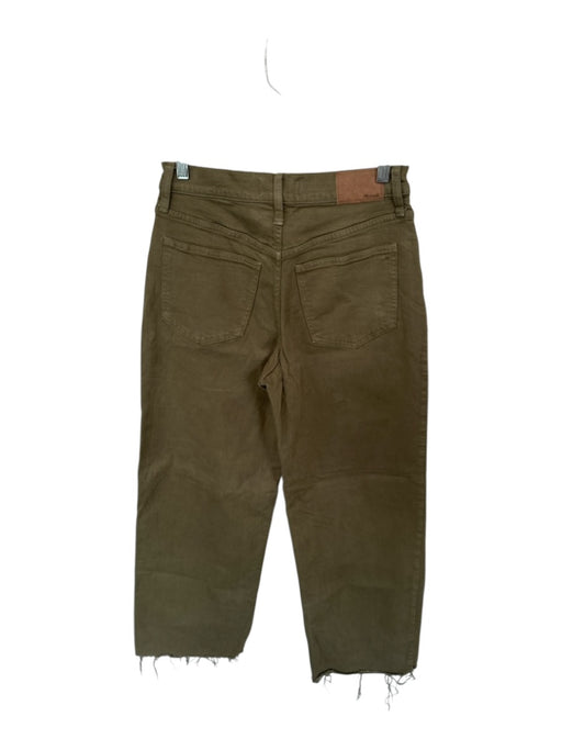 Madewell Size 27 Olive Green Cotton Blend High Waist Button Fly Wide Leg Jeans Olive Green / 27