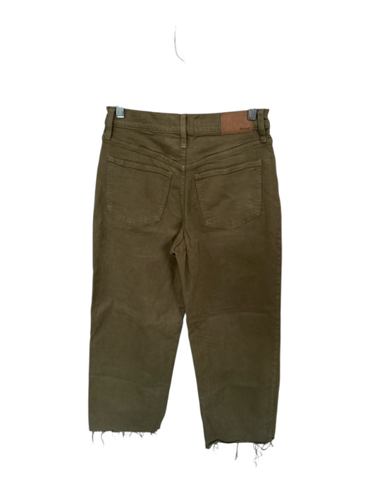 Madewell Size 27 Olive Green Cotton Blend High Waist Button Fly Wide Leg Jeans Olive Green / 27