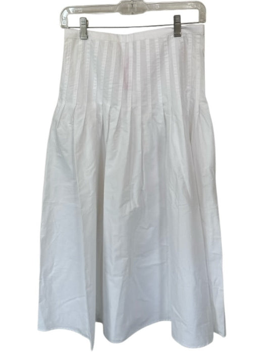 Zara Size S White Cotton Pleated Side Zip Maxi Skirt White / S