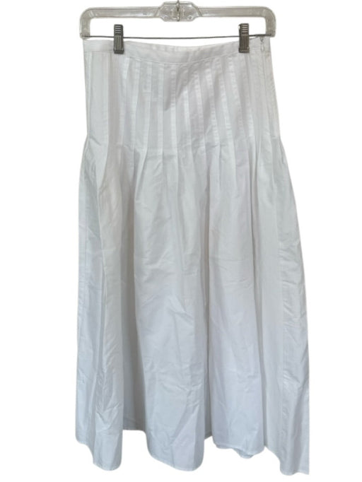 Zara Size S White Cotton Pleated Side Zip Maxi Skirt White / S