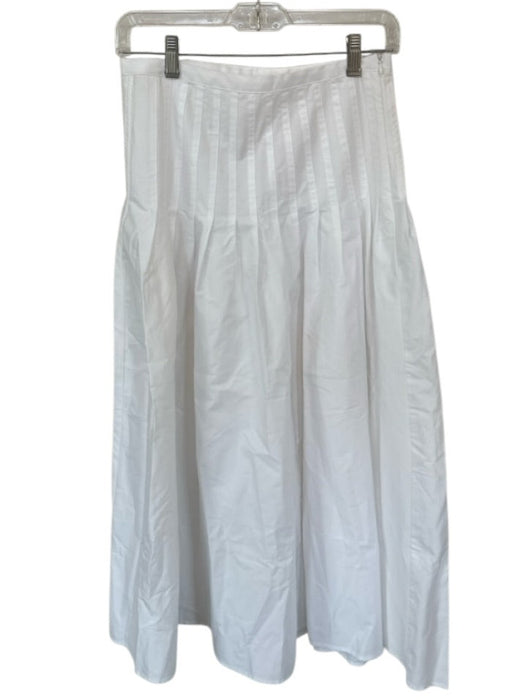 Zara Size S White Cotton Pleated Side Zip Maxi Skirt White / S