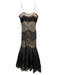 Miss NY Size 10 Black & Beige Polyester Beaded Embroidered Spaghetti Strap Gown Black & Beige / 10