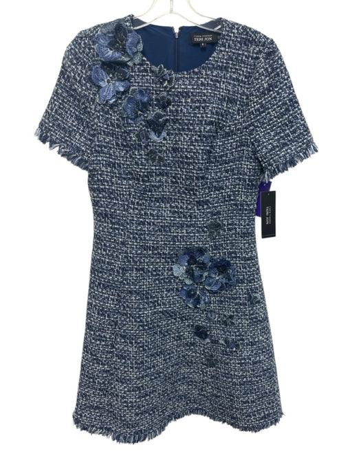 Rickie Freeman for Teri Jon Size 8 Blue Polyester Blend Boucle Fit & Flare Dress Blue / 8