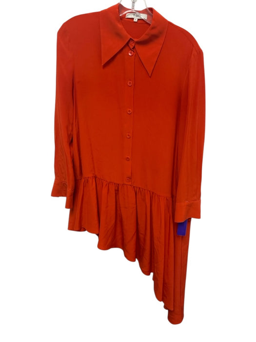 Tibi Size 4 Orange Silk Button Down Long Sleeve Asymmetric Top Orange / 4