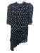 Sandy Liang Size 2 Black & White Polyester Tie Detail Flowers Flutter Sleeve Top Black & White / 2