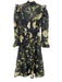 Leo Lin Size 12 navy blue, green, cream Linen Blend Botanical Button Down Dress navy blue, green, cream / 12