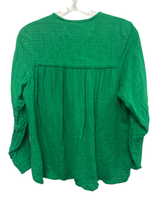 Mille Resort & Travel Size M Green Cotton Gauze Button Down Long Sleeve Top Green / M