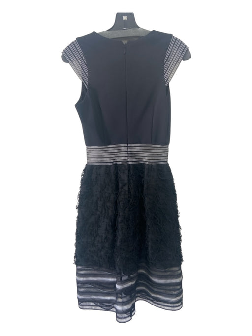 Jonathan Simkhai Size 4 Black & White Viscose Blend Cap Sleeve Lace Detail Dress Black & White / 4