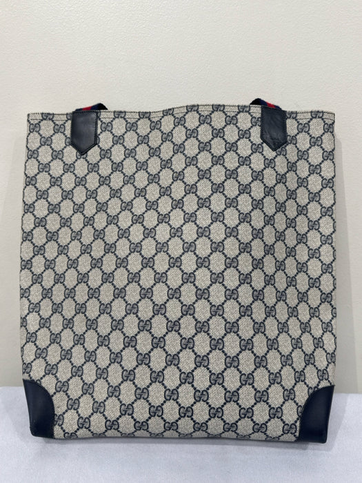 Gucci AS IS / Vintage Navy, Beige & Red Coated Canvas Monogram Guccissima Bag