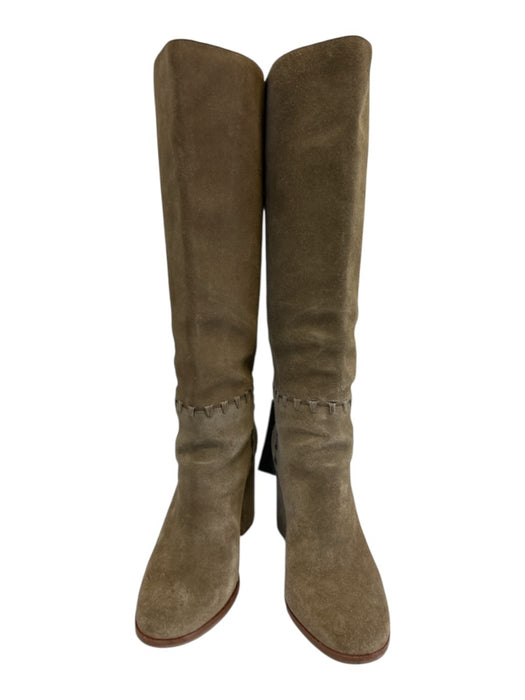 Tory Burch Shoe Size 6.5 Olive Brown Suede Whipstitching Knee High Boots Olive Brown / 6.5