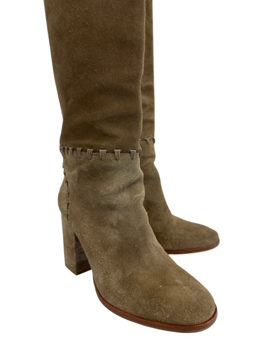Tory Burch Shoe Size 6.5 Olive Brown Suede Whipstitching Knee High Boots Olive Brown / 6.5