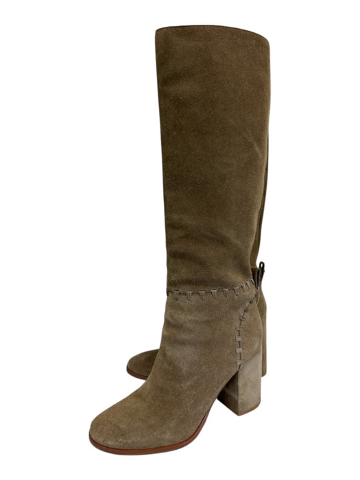 Tory Burch Shoe Size 6.5 Olive Brown Suede Whipstitching Knee High Boots Olive Brown / 6.5