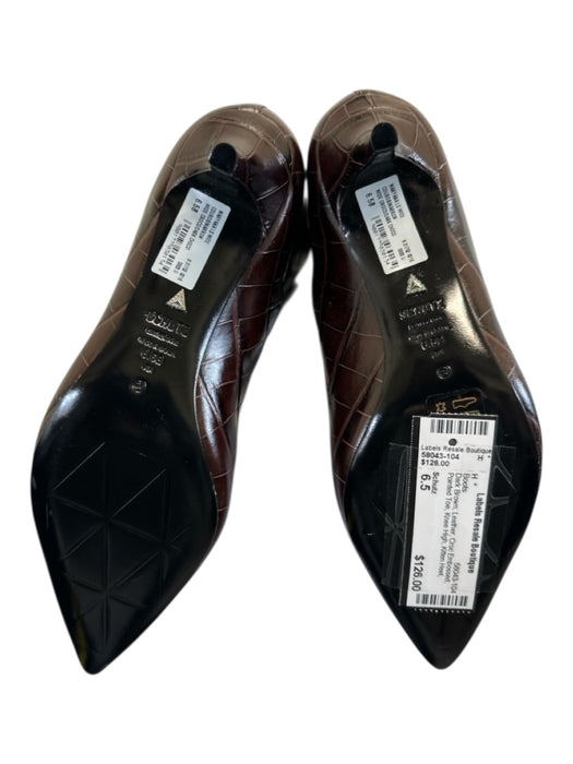 Schutz Shoe Size 6.5 Dark Brown Leather Croc Embossed Pointed Toe Boots Dark Brown / 6.5