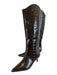 Schutz Shoe Size 6.5 Dark Brown Leather Croc Embossed Pointed Toe Boots Dark Brown / 6.5