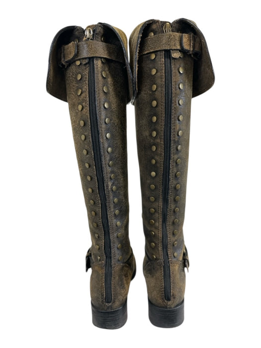 Tory Burch Shoe Size 6.5 Brown & Olive Suede Leather Distressed Knee High Boots Brown & Olive / 6.5