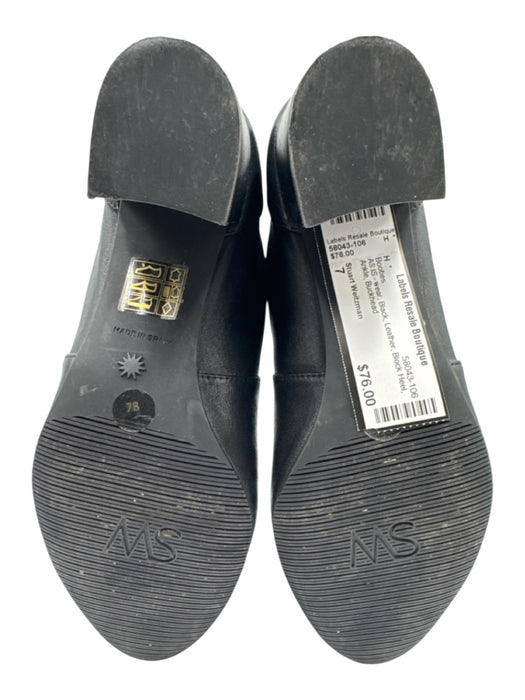 Stuart Weitzman Shoe Size 7 Black Leather Block Heel Ankle Booties Black / 7