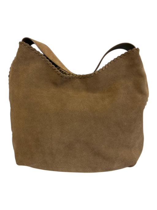 Tory Burch Light Brown Suede Logo Whipstitch Hobo Shoulder Bag Bag Light Brown / M/L