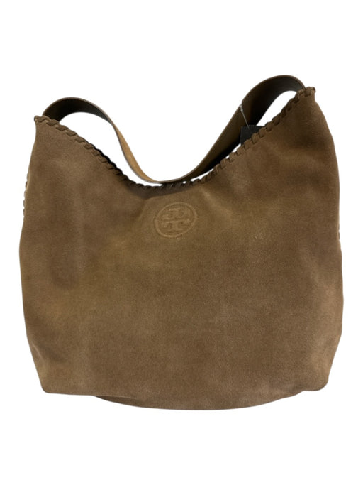 Tory Burch Light Brown Suede Logo Whipstitch Hobo Shoulder Bag Bag Light Brown / M/L