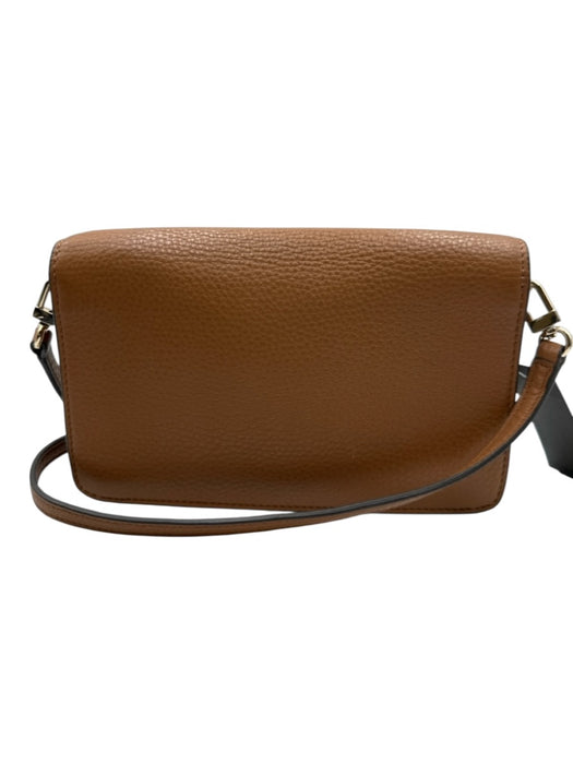 Tory Burch Chestnut Brown Leather Pebbled Logo Crossbody Magnetic Flap Close Bag Chestnut Brown / XS