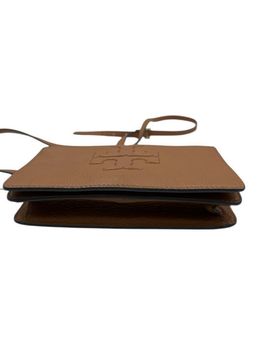Tory Burch Chestnut Brown Leather Pebbled Logo Crossbody Magnetic Flap Close Bag Chestnut Brown / XS