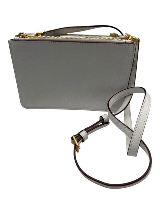 Tory Burch White Leather Pebbled Gold Hardware Crossbody Bag White / XS