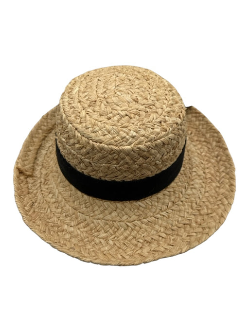 The Scala Collection Beige & Black Straw windbreaker Bow back Ribbon Sun Hat Beige & Black