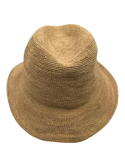 Wyeth Beige Raffia Woven Wide Brim Fedora Sun Hat Beige / One Size