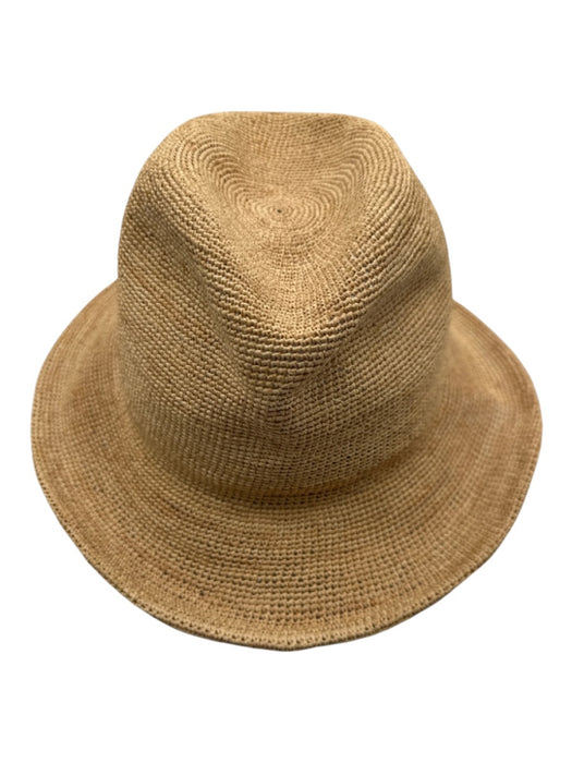 Wyeth Beige Raffia Woven Wide Brim Fedora Sun Hat Beige / One Size