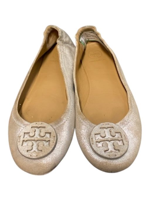 Tory Burch Shoe Size 7 Tan Leather metalic Logo Detail Ballet Slipper Shoes Tan / 7