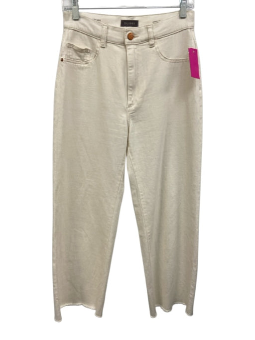 DL1961 Size 27 Cream White Cotton Blend Denim High Rise Button & Zip Fly Jeans Cream White / 27