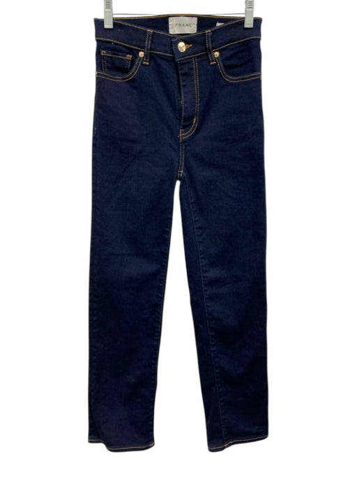 Frame Size 25 Dark Wash Cotton Blend Denim High Rise Button & Zip Fly Jeans Dark Wash / 25