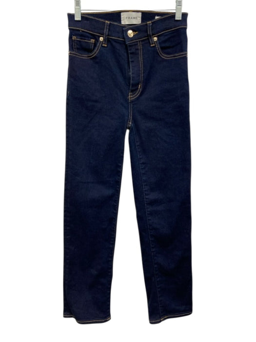 Frame Size 25 Dark Wash Cotton Blend Denim High Rise Button & Zip Fly Jeans Dark Wash / 25