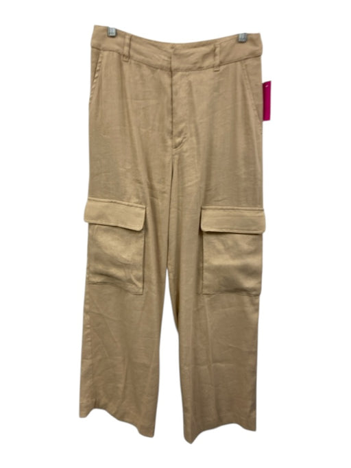 Frame Size 6 Khaki Beige Linen Blend High Rise Utility Pockets Wide Leg Pants Khaki Beige / 6