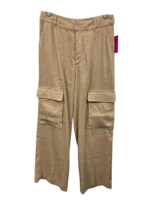 Frame Size 6 Khaki Beige Linen Blend High Rise Utility Pockets Wide Leg Pants Khaki Beige / 6