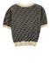 Trina Turk Size S Cream White & Black Cotton Textured Knit Short Sleeve Top Cream White & Black / S
