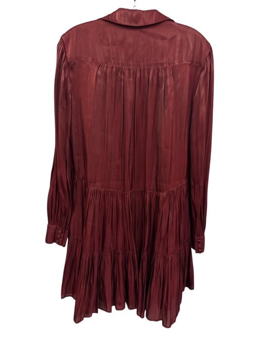 Cinq a Sept Size 4 Burgundy Red Polyester Shimmer Long Balloon Sleeve Dress Burgundy Red / 4