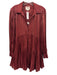 Cinq a Sept Size 4 Burgundy Red Polyester Shimmer Long Balloon Sleeve Dress Burgundy Red / 4
